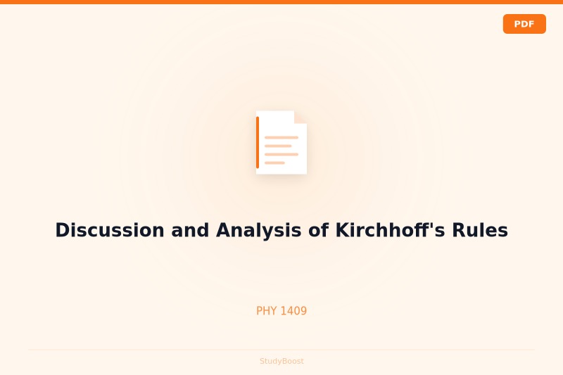 Discussion and Analysis of Kirchhoff's Rules