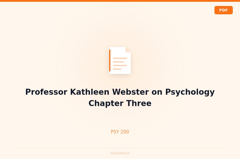 Professor Kathleen Webster on Psychology Chapter Three