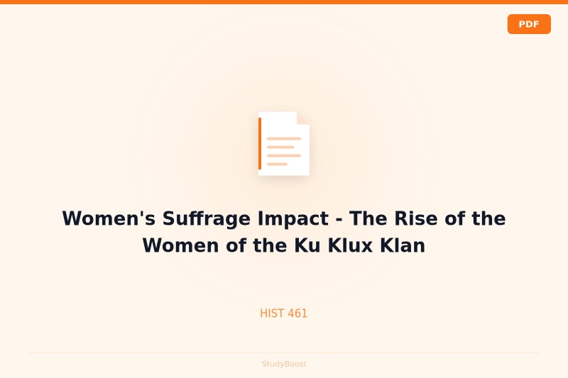 Women's Suffrage Impact - The Rise of the Women of the Ku Klux Klan
