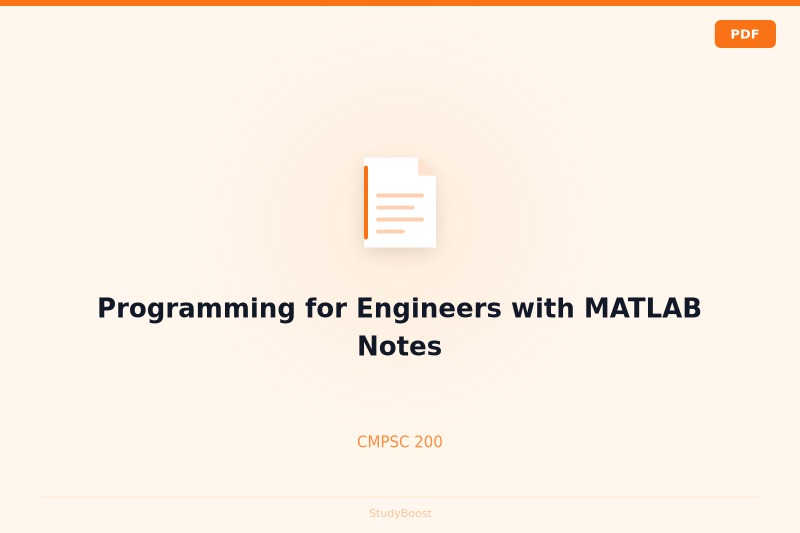Programming for Engineers with MATLAB Notes