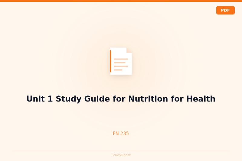 Unit 1 Study Guide for Nutrition for Health