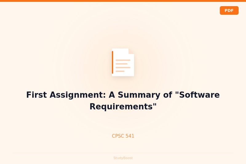 First Assignment: A Summary of "Software Requirements"