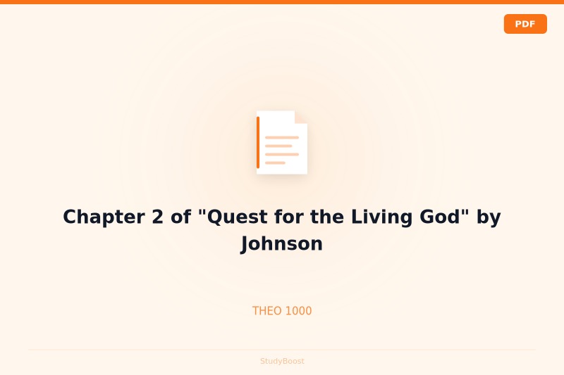 Chapter 2 of "Quest for the Living God" by Johnson