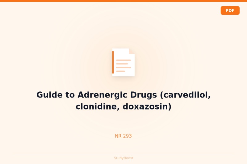 Guide to Adrenergic Drugs (carvedilol, clonidine, doxazosin)