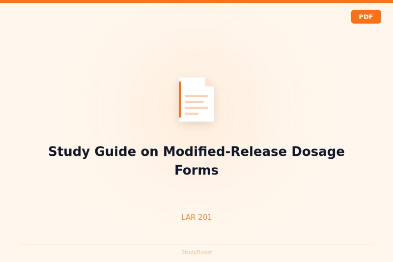 Study Guide on Modified-Release Dosage Forms