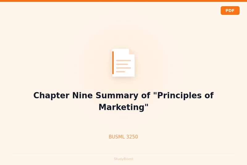 Chapter Nine Summary of "Principles of Marketing"