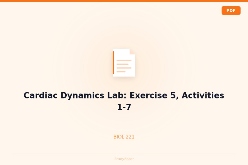 Cardiac Dynamics Lab: Exercise 5, Activities 1-7