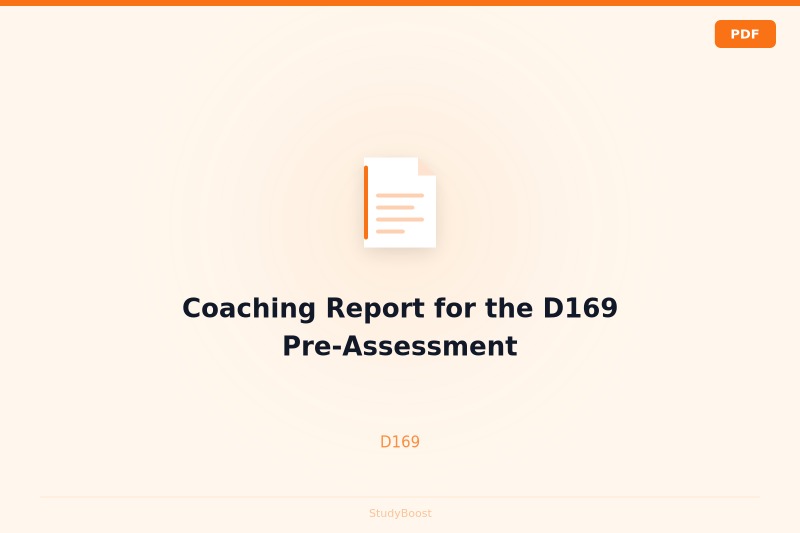 Coaching Report for the D169 Pre-Assessment