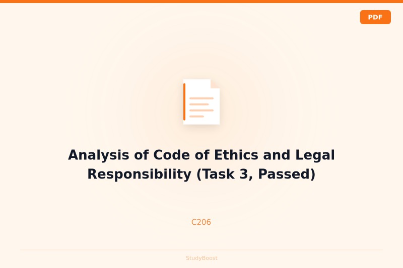 Analysis of Code of Ethics and Legal Responsibility (Task 3, Passed)