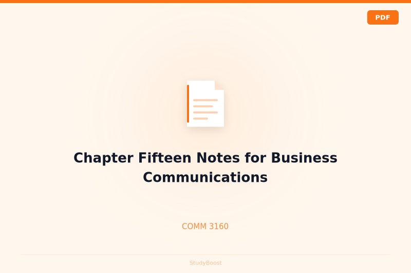 Chapter Fifteen Notes for Business Communications