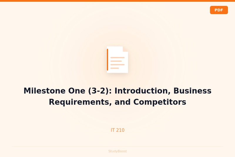 Milestone One (3-2): Introduction, Business Requirements, and Competitors