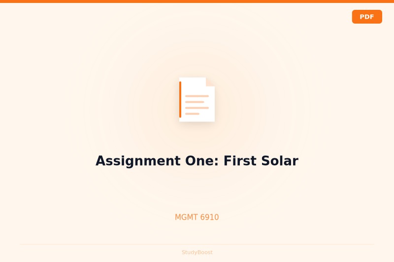 Assignment One: First Solar