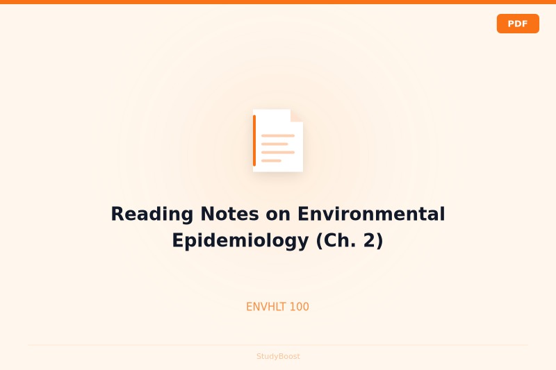 Reading Notes on Environmental Epidemiology (Ch. 2)