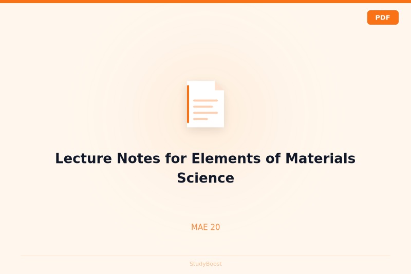 Lecture Notes for Elements of Materials Science