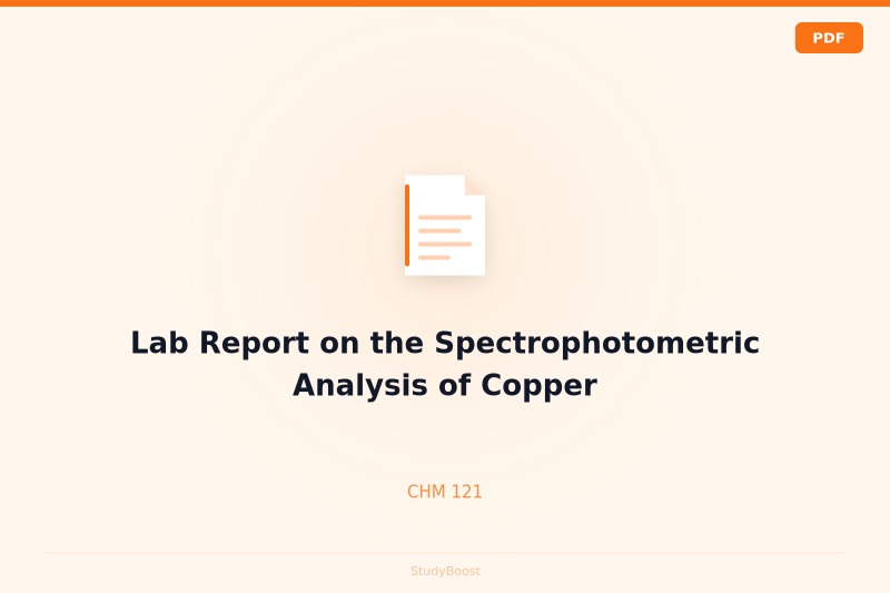 Lab Report on the Spectrophotometric Analysis of Copper