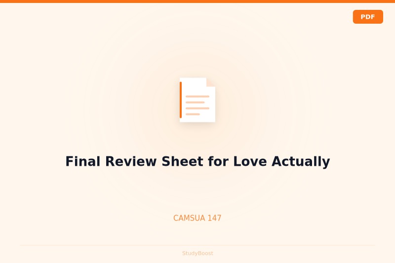 Final Review Sheet for Love Actually
