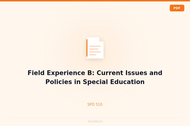 Field Experience B: Current Issues and Policies in Special Education