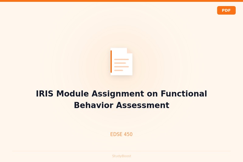 IRIS Module Assignment on Functional Behavior Assessment