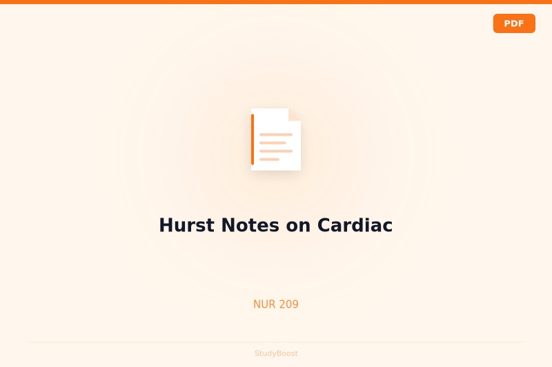 Hurst Notes on Cardiac