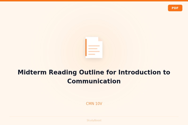 Midterm Reading Outline for Introduction to Communication
