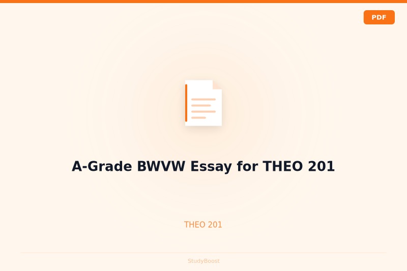 A-Grade BWVW Essay for THEO 201