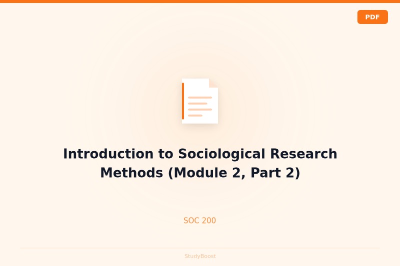 Introduction to Sociological Research Methods (Module 2, Part 2)