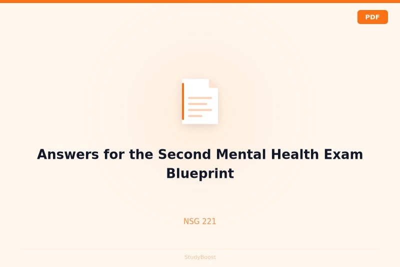 Answers for the Second Mental Health Exam Blueprint