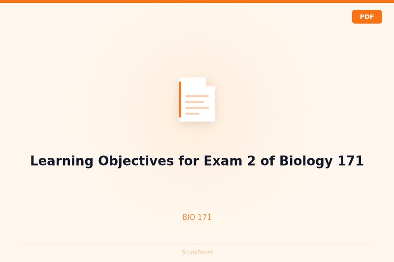 Learning Objectives for Exam 2 of Biology 171