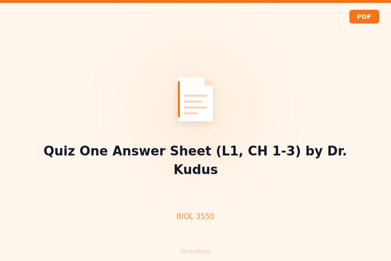 Quiz One Answer Sheet (L1, CH 1-3) by Dr. Kudus