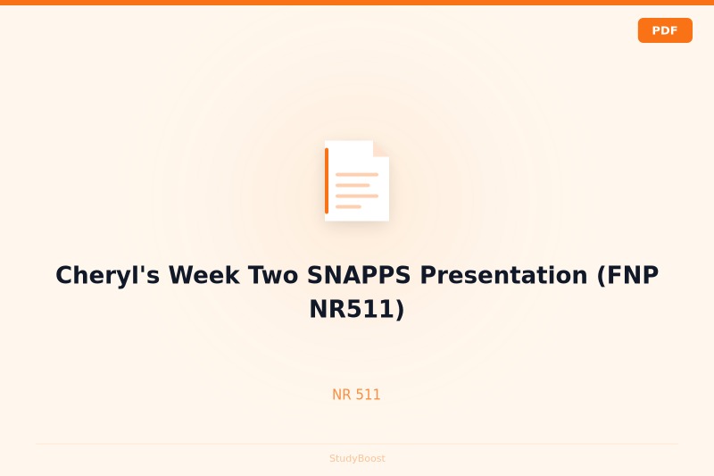 Cheryl's Week Two SNAPPS Presentation (FNP NR511)
