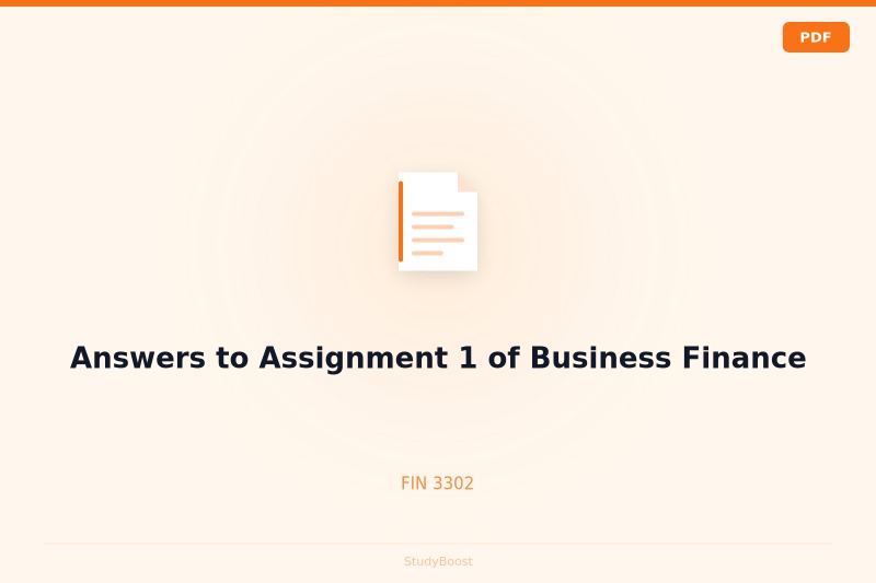Answers to Assignment 1 of Business Finance