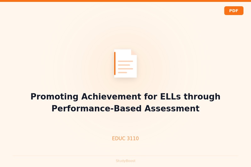 Promoting Achievement for ELLs through Performance-Based Assessment
