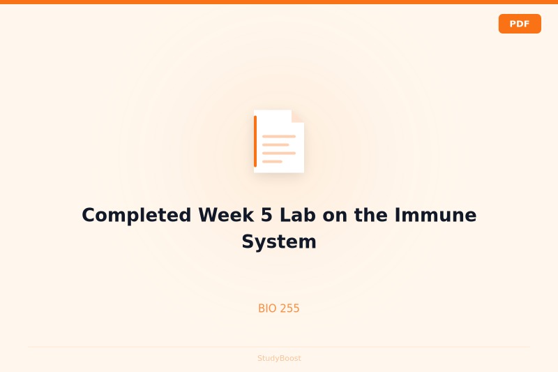 Completed Week 5 Lab on the Immune System