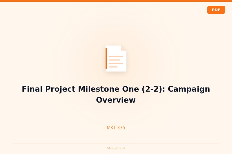Final Project Milestone One (2-2): Campaign Overview