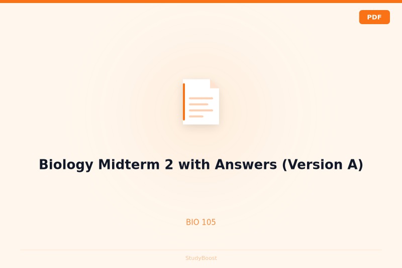 Biology Midterm 2 with Answers (Version A)