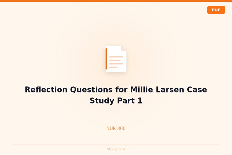 Reflection Questions for Millie Larsen Case Study Part 1
