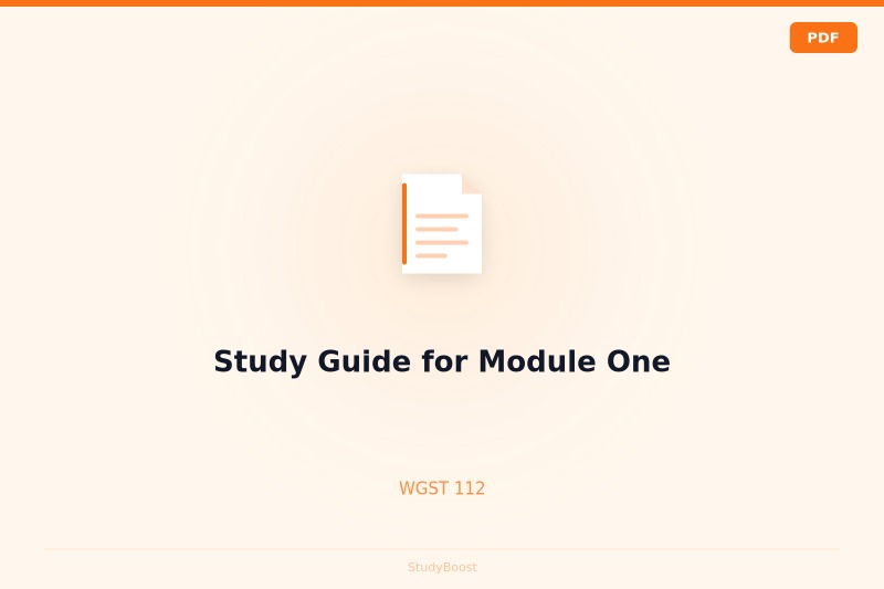 Study Guide for Module One