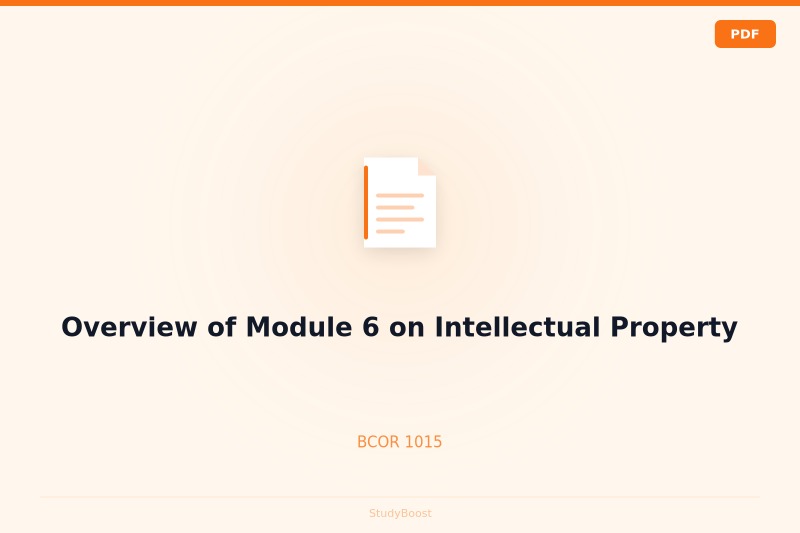 Overview of Module 6 on Intellectual Property