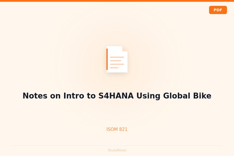 Notes on Intro to S4HANA Using Global Bike