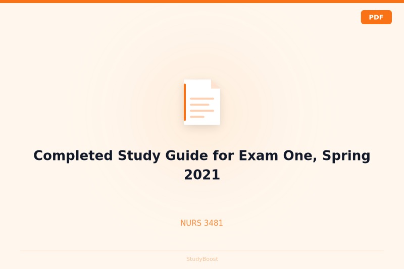 Completed Study Guide for Exam One, Spring 2021