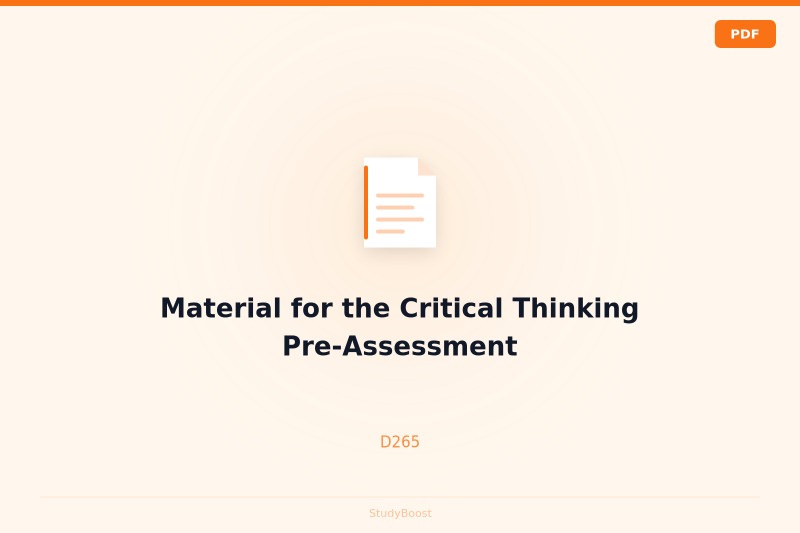 Material for the Critical Thinking Pre-Assessment