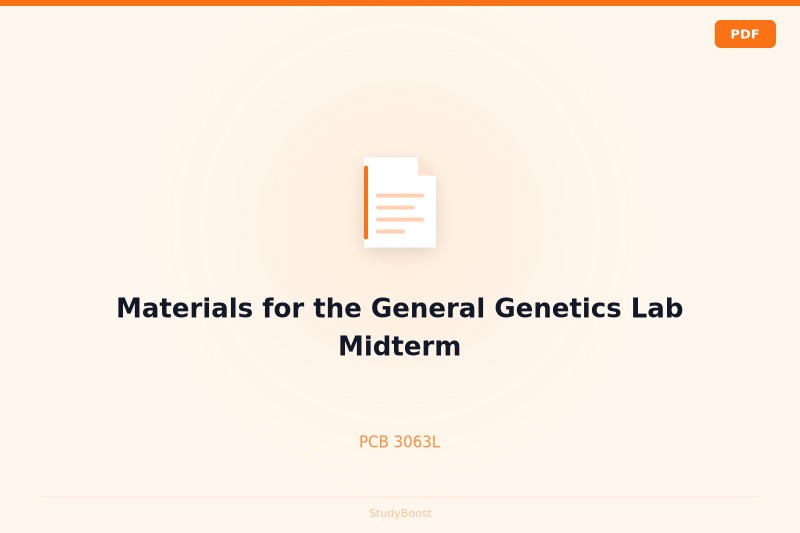 Materials for the General Genetics Lab Midterm