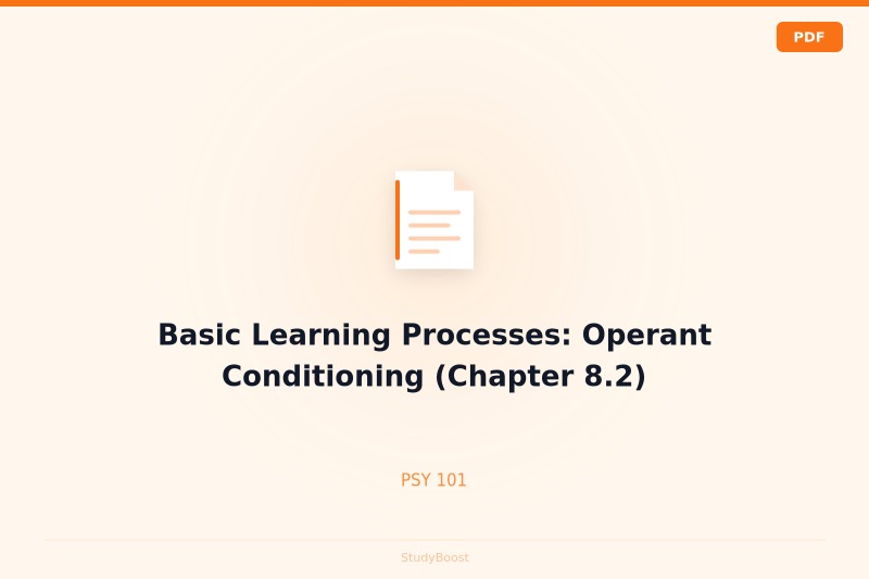 Basic Learning Processes: Operant Conditioning (Chapter 8.2)