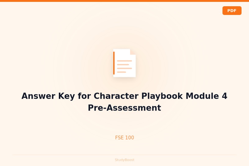 Answer Key for Character Playbook Module 4 Pre-Assessment
