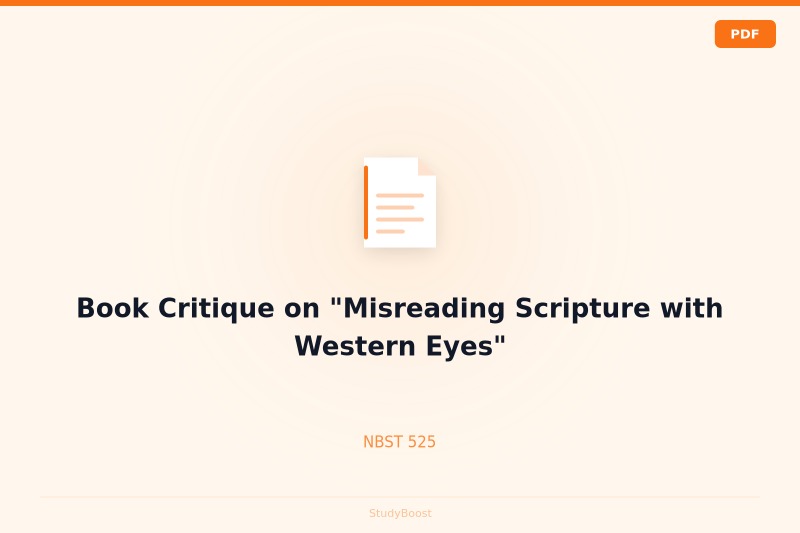 Book Critique on "Misreading Scripture with Western Eyes"
