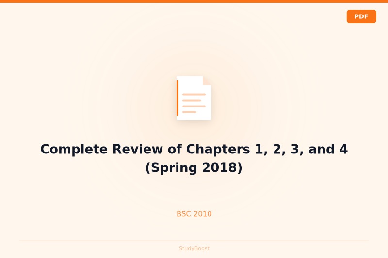 Complete Review of Chapters 1, 2, 3, and 4 (Spring 2018)