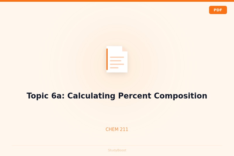 Topic 6a: Calculating Percent Composition