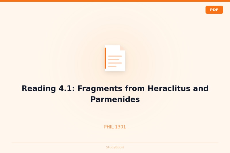 Reading 4.1: Fragments from Heraclitus and Parmenides