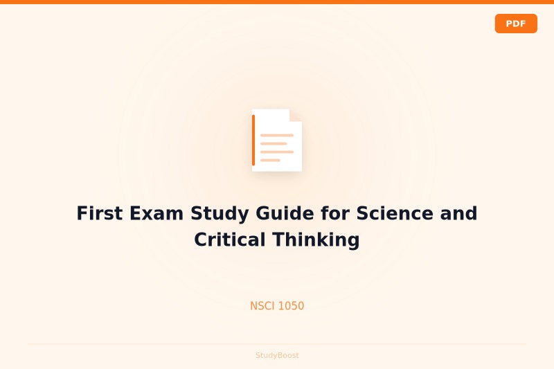 First Exam Study Guide for Science and Critical Thinking