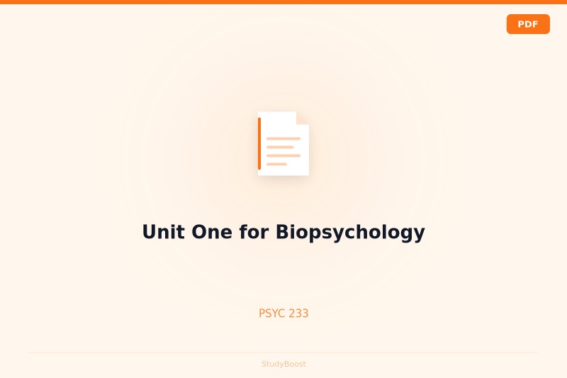 Unit One for Biopsychology